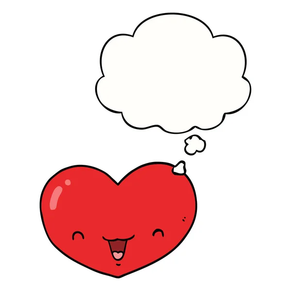 Cartoon Liebe Herz Charakter und Gedankenblase — Stockvektor