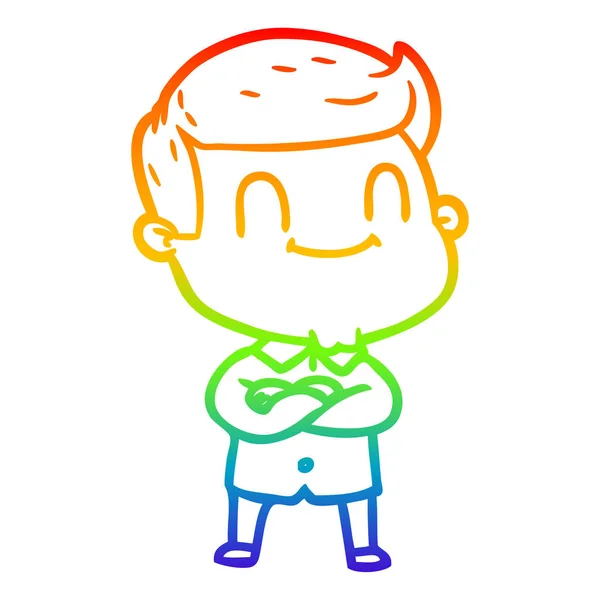 Regenboog gradiënt lijntekening cartoon vriendelijke man — Stockvector