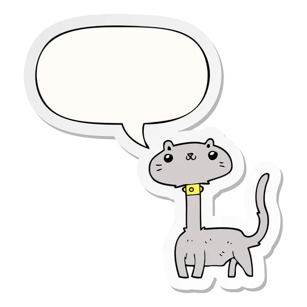 Pegatina de dibujos animados gato y el habla burbuja — Archivo Imágenes Vectoriales