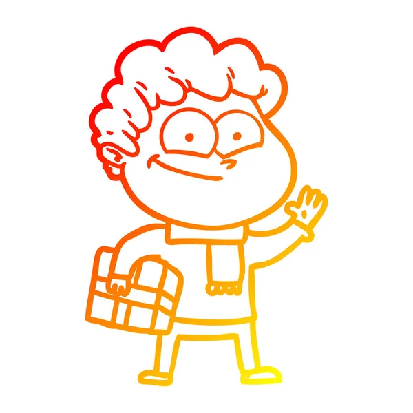 Kresba s teplým přechodem kreslený šťastný muž — Stockový vektor