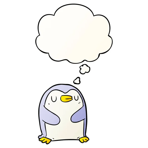 Pinguino del fumetto e bolla di pensiero in stile sfumato liscio — Vettoriale Stock