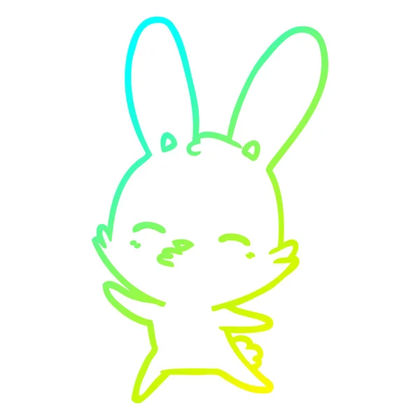 Froid gradient ligne dessin curieux agitant lapin dessin animé — Image vectorielle