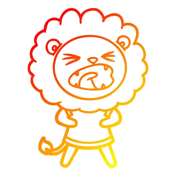 Chaud gradient ligne dessin dessin animé lion — Image vectorielle