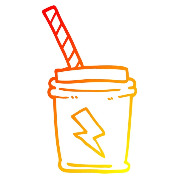 Linha de gradiente quente desenho desenhos animados tirar bebida — Vetor de Stock