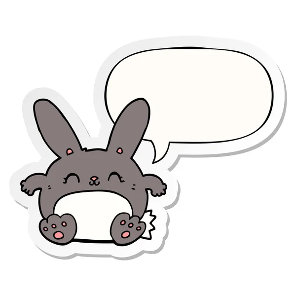 Cartoon rabbit and speech bubble sticker — Stock Vector