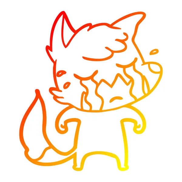 Warme Gradientenlinie Zeichnung schreiender Fuchs Cartoon — Stockvektor