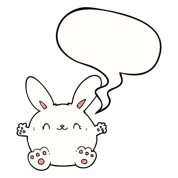 Mignon dessin animé lapin et bulle de parole — Image vectorielle