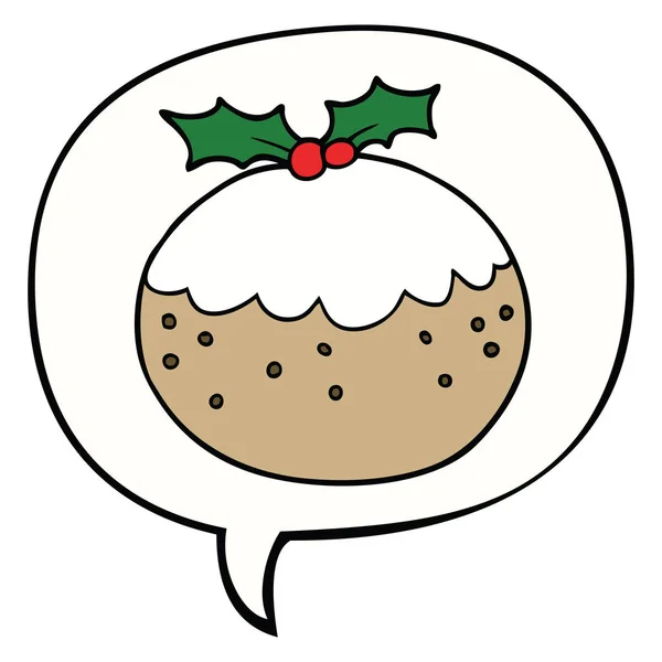 Dessin animé pudding de Noël et bulle de la parole — Image vectorielle