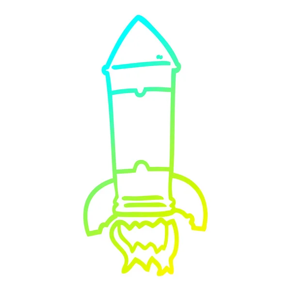 Koude gradiënt lijntekening cartoon Rocket — Stockvector