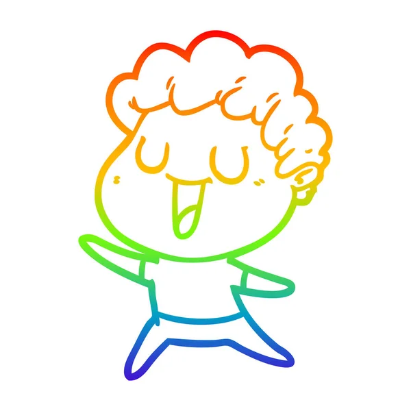 Rainbow gradient ligne dessin rire dessin animé homme — Image vectorielle