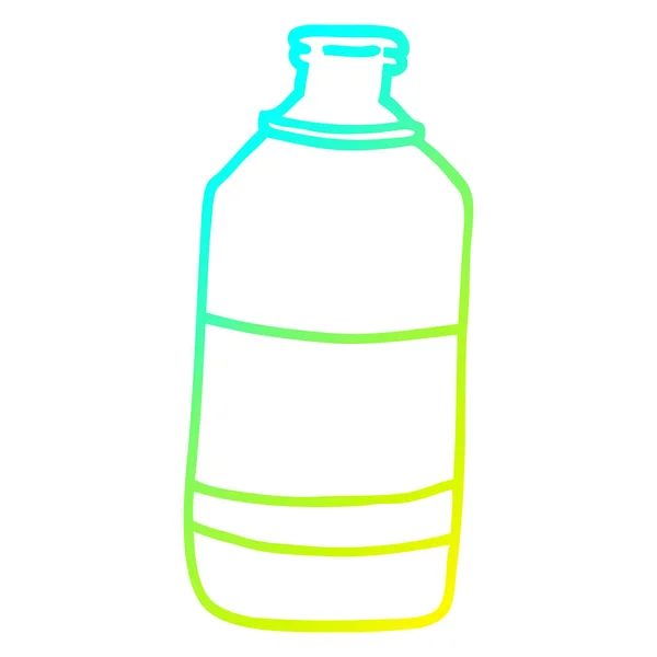 Холодная градиентная линия рисунок мультяшной бутылки воды — стоковый вектор