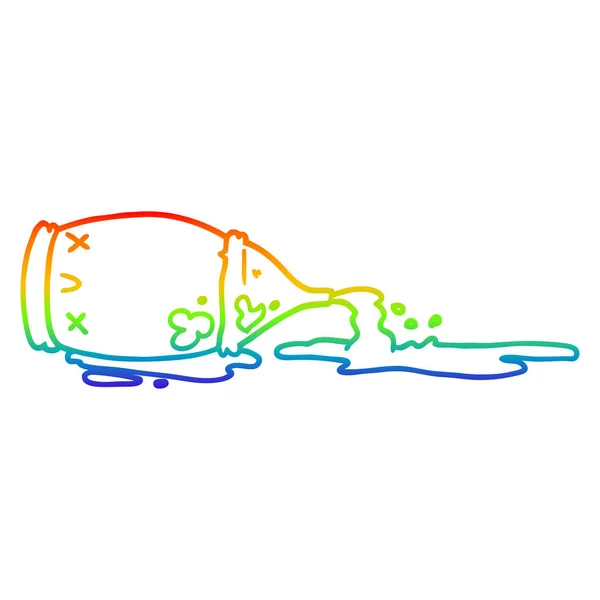 Linha gradiente arco-íris desenho desenho desenho animado derramado garrafa — Vetor de Stock
