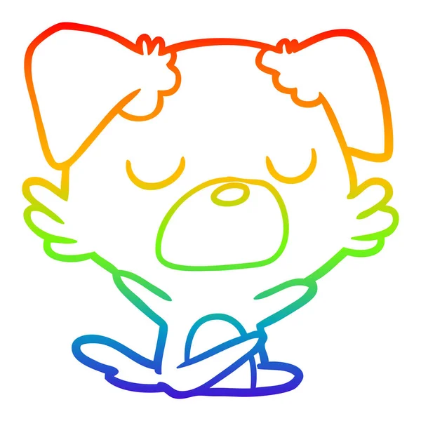 Regenboog gradiënt lijntekening cartoon hond — Stockvector