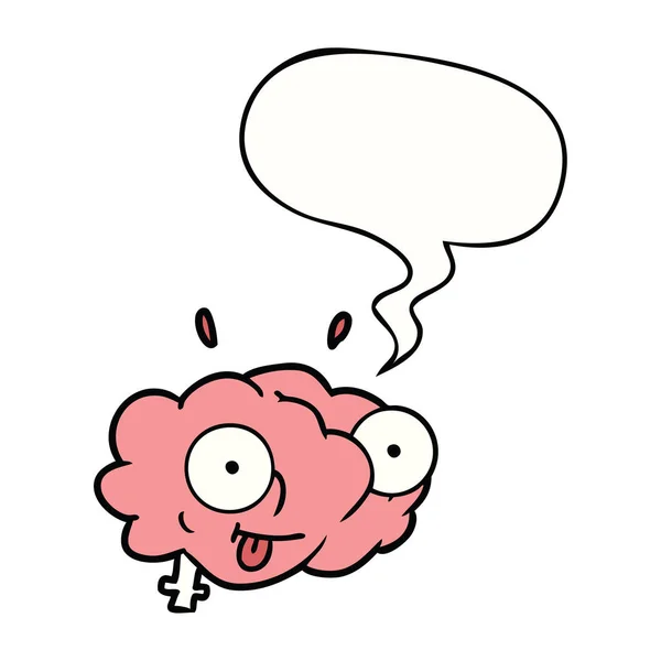 Lustiges Cartoon-Gehirn und Sprechblase — Stockvektor