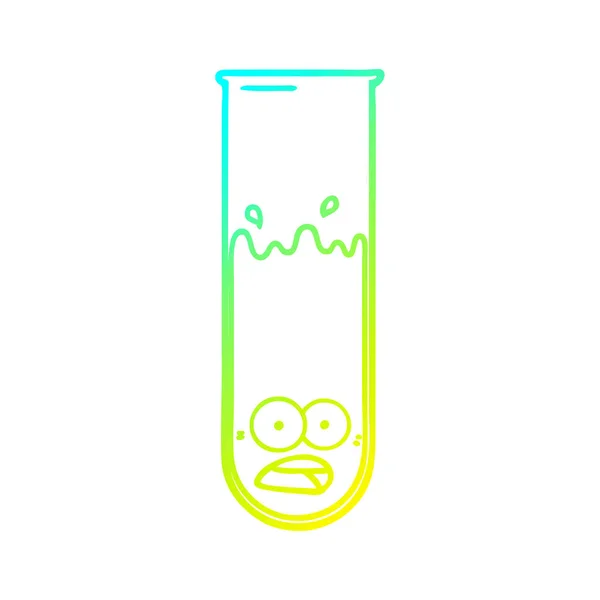Línea de gradiente frío dibujo tubo de prueba de dibujos animados — Vector de stock