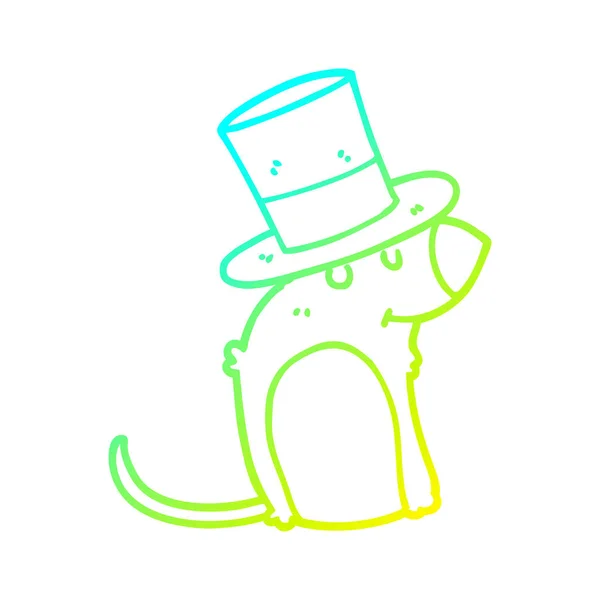 Linha gradiente frio desenho rato desenhos animados usando chapéu de Natal — Vetor de Stock