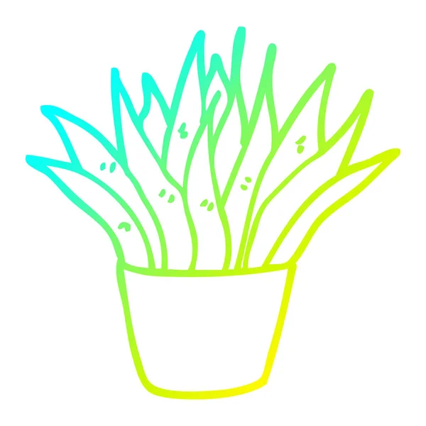 Kall gradient linje ritning Cartoon House Plant — Stock vektor