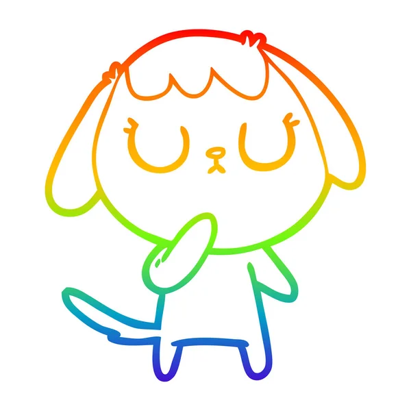 Arco iris gradiente línea dibujo lindo dibujos animados perro — Archivo Imágenes Vectoriales