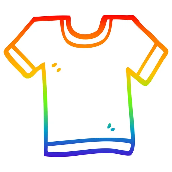 Rainbow gradient line drawing cartoon tee shirt — стоковый вектор