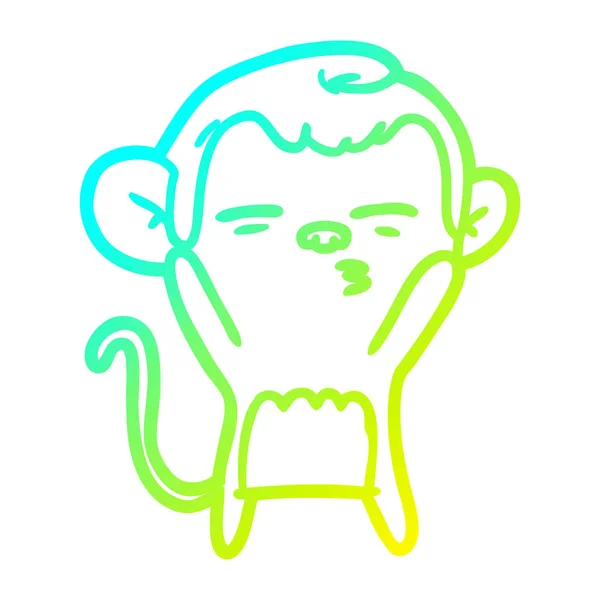 Linha gradiente frio desenho dos desenhos animados macaco suspeito — Vetor de Stock