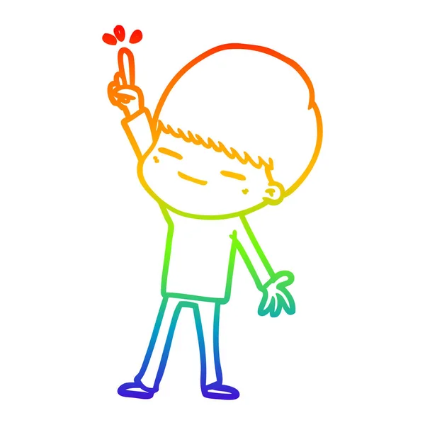 Arco iris gradiente línea dibujo dibujos animados engreído chico — Vector de stock