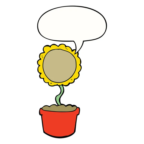 Leuke cartoon bloem en toespraak bubble — Stockvector