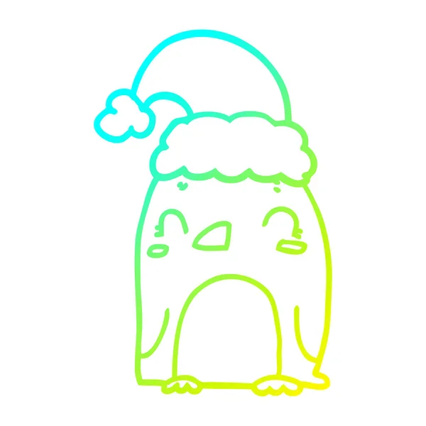 Linha gradiente frio desenho bonito pinguim de Natal — Vetor de Stock