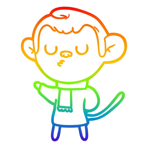 彩虹渐变线绘制卡通猴子 — 图库矢量图片