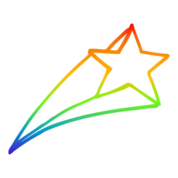 Regenbogen-Gradienten-Linie Zeichnung Cartoon Shooting Star — Stockvektor