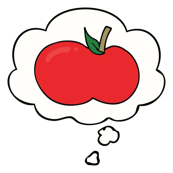 Jabłko kreskówki i myśli bańka — Wektor stockowy