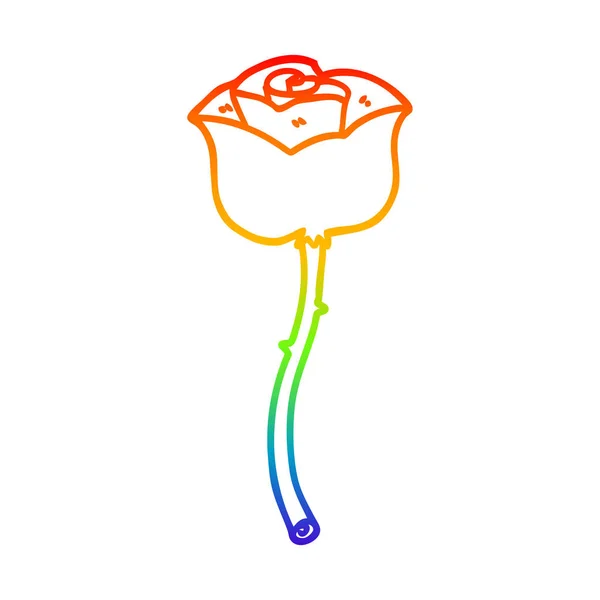 Rainbow Gradient Line Zeichnung Cartoon Rose — Stockvektor