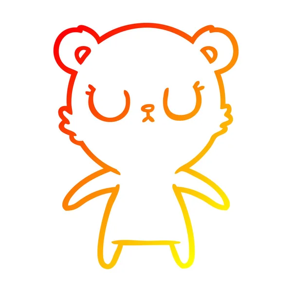 Linha gradiente quente desenho pacífico filhote de urso dos desenhos animados — Vetor de Stock