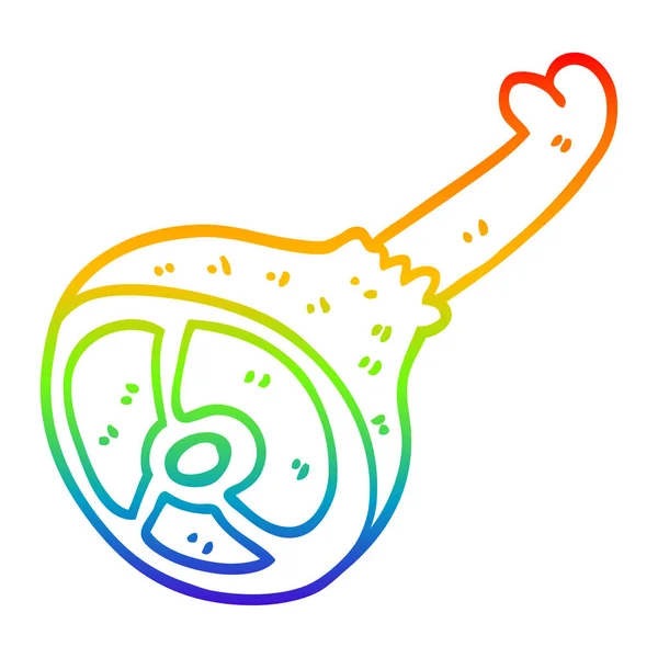 Regenbogen-Gradienten-Linie Zeichnung Cartoon gut gekochtes Fleisch — Stockvektor