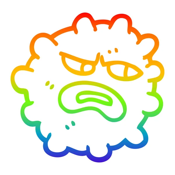 Rainbow gradient line drawing cartoon funny germ — Stock Vector