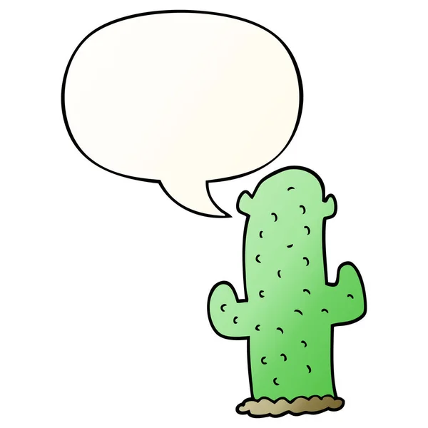 Cartoon cactus and speech bubble in smooth gradient style — Stock Vector