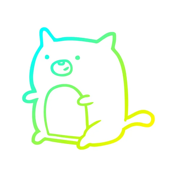 Cold gradient line drawing Cartoon cat — Stock Vector