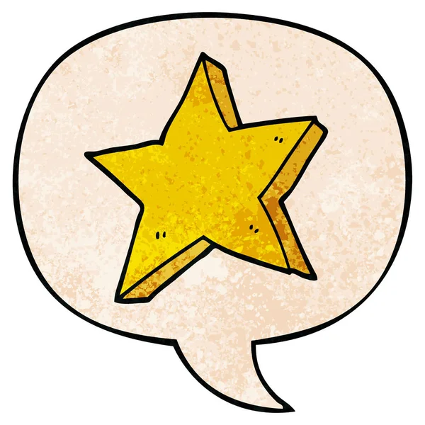 cartoon star and speech bubble in retro texture style