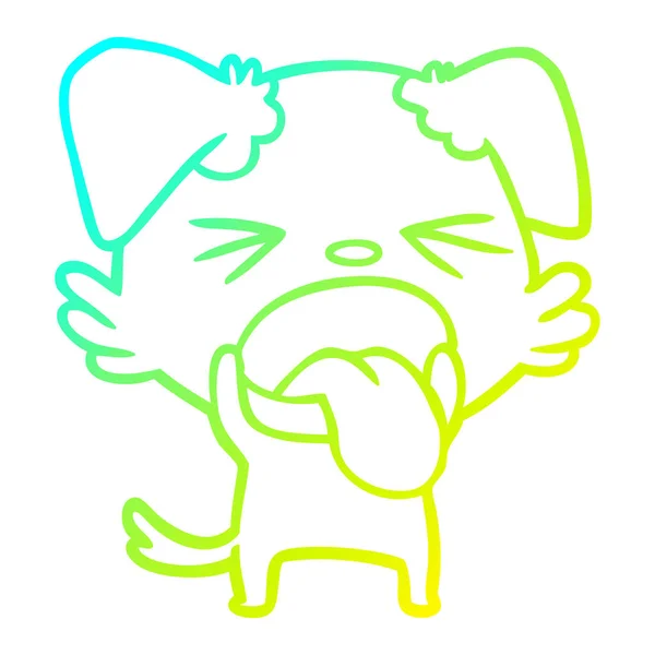 Froid gradient ligne dessin dessin animé chien dégoûté — Image vectorielle
