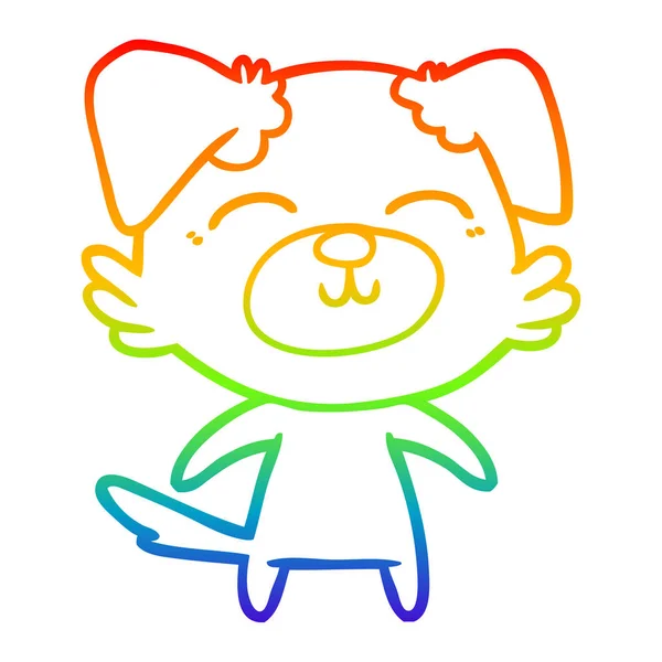 Rainbow gradient ligne dessin chien dessin animé — Image vectorielle