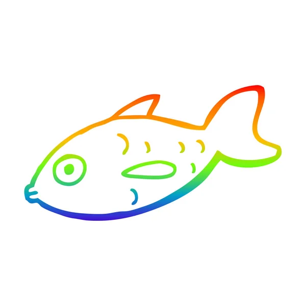 Linha gradiente arco-íris desenho dos desenhos animados peixe — Vetor de Stock