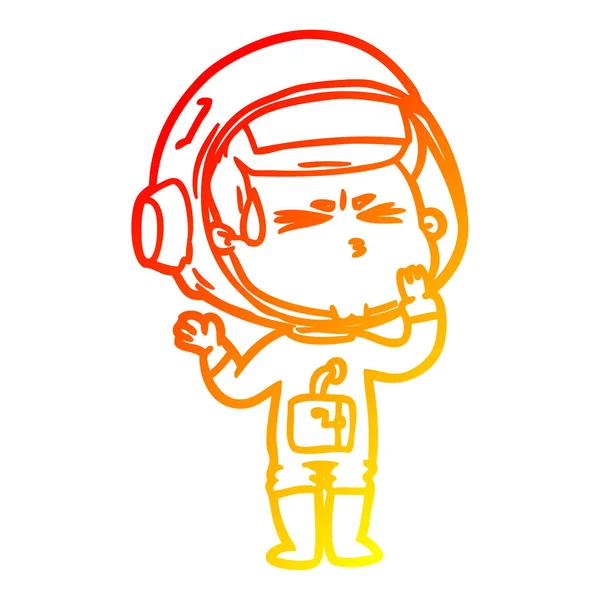 Chaud gradient ligne dessin dessin animé astronaute stressé — Image vectorielle