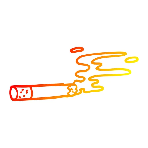 Čára teplého gradientu kresba kreslená cigareta — Stockový vektor