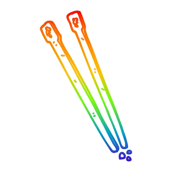 Línea de gradiente arco iris dibujo dibujos animados palillos de madera — Vector de stock