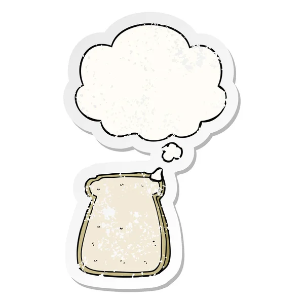 Kreslený krajíc chleba a myšlenka bubliny jako otřesené opotřebované — Stockový vektor