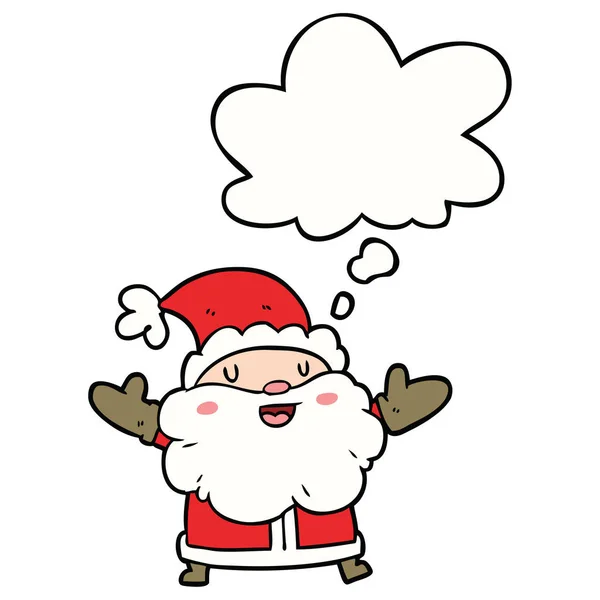 Dessin animé Père Noël claus et bulle de pensée — Image vectorielle