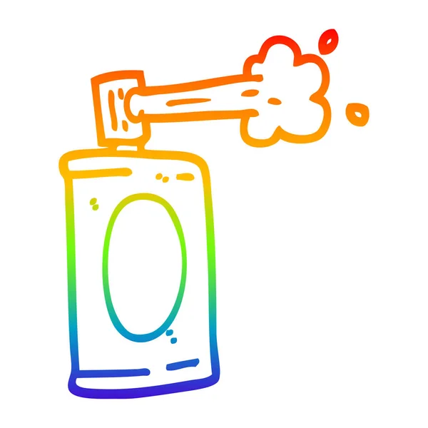 Rainbow gradient line drawing cartoon spray can — Stock Vector