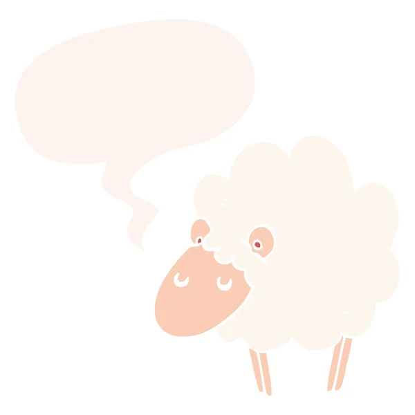 Cartoon sheep and speech bubble in retro style — Stock Vector