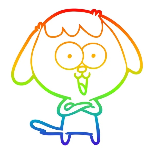 Regenboog gradiënt lijntekening cute cartoon hond — Stockvector