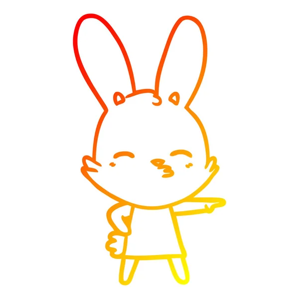 Linea gradiente caldo disegno curioso coniglietto cartone animato — Vettoriale Stock