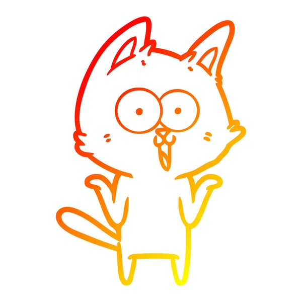 Čára teplého přechodu kreslení legrační Kreslená kočka — Stockový vektor